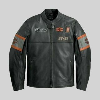Veste en cuir de moto Harley Davidson vieillie Eagle Biker


