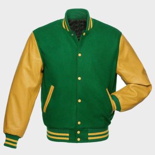 Blouson aviateur universitaire en laine verte|Rider Zilla