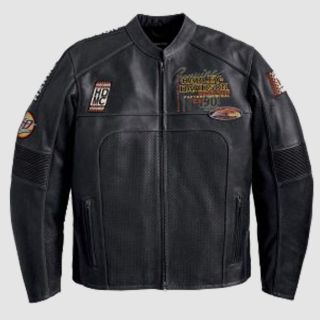 Veste en cuir noir perforée pour homme Harley Davidson Regulator
