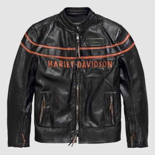 Veste en cuir Slim Fit Double Ton pour moto Harley Davidson
