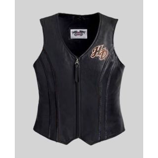 Gilet en cuir brodé pour femme Harley Davidson
