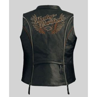Gilet en cuir brodé Juneau pour femme Harley Davidson
