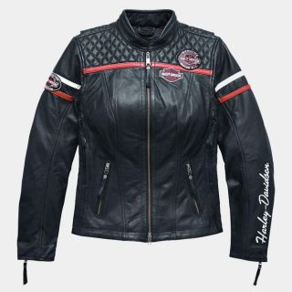 Veste en cuir à triple ventilation Miss Enthusiast HD pour femme
